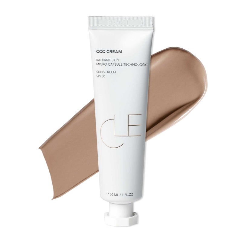 CLE Cosmetics CCC Cream (Neutral Medium 206 / SPF 50) - Color Correcting CC Cream with Sunscreen - Lightweight, Hydrating, Light to Medium Coverage Foundation - BB & CC Cream Hybrid - 1 fl oz - Image 1